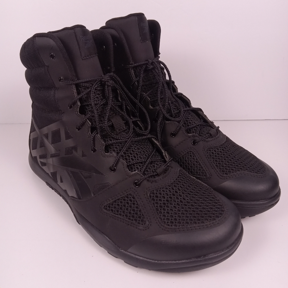 Reebok Nano Tactical 6" Duty Boots Mens 13 Wide Black Slip Resistant Side Zip